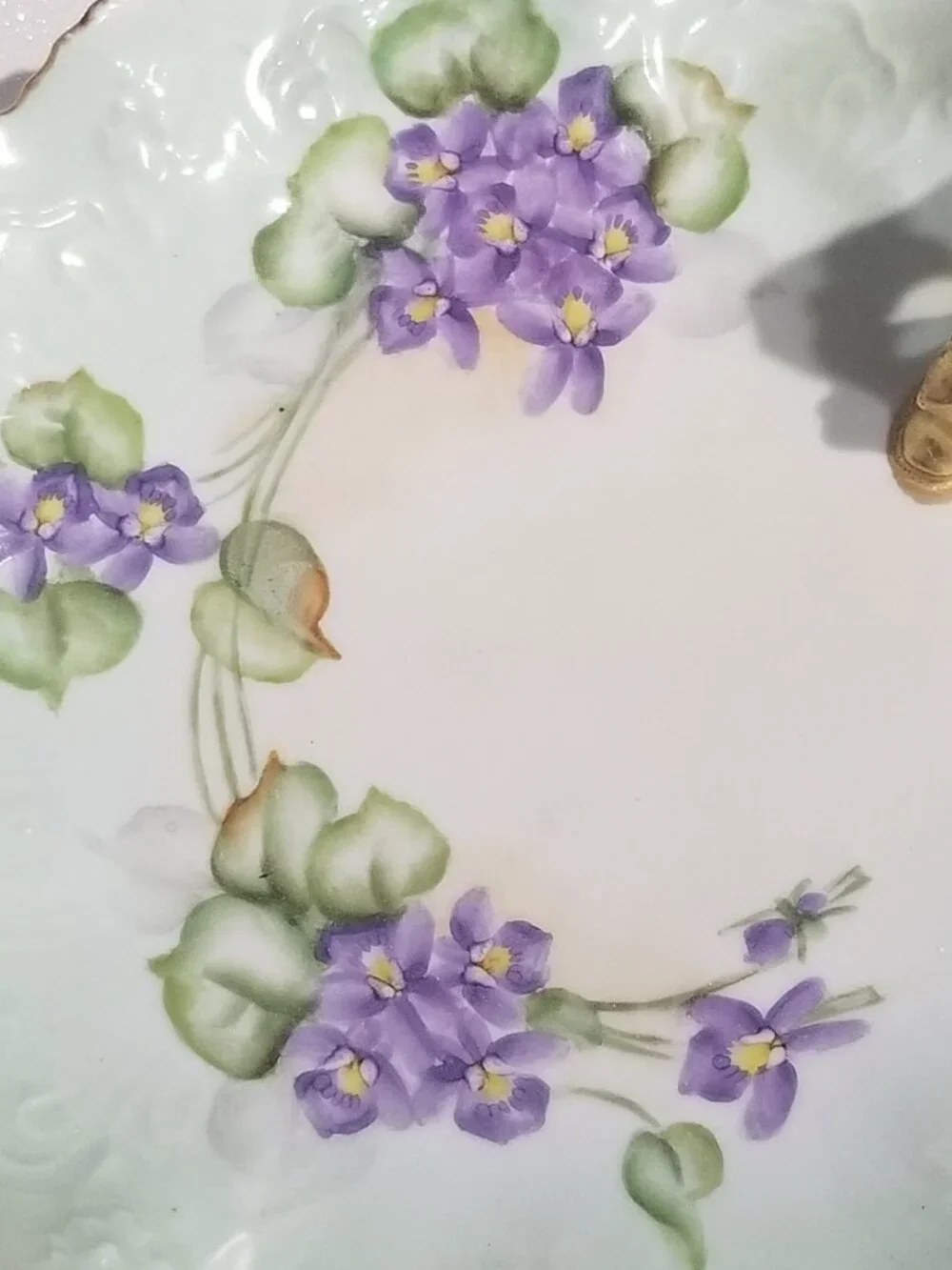 Antique MZ Austria Moritz Zdekauer Violet Floral Porcelain Candy Dish * READ*